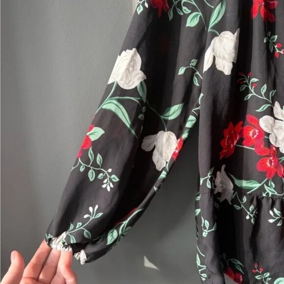 Old Navy Multicolor Floral Long Sleeve Babydoll Blouse womens Small - Picture 7 of 8